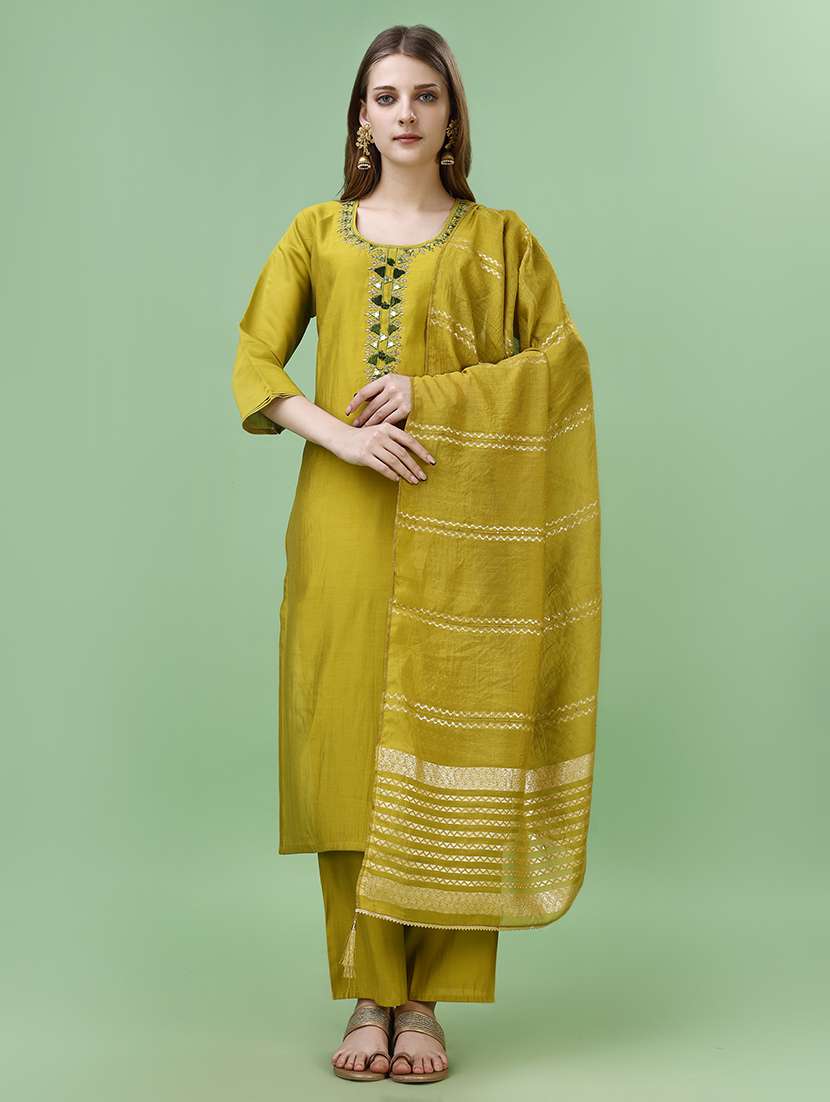 women lime kurta palazzo set with dupatta - 21098892 - Zoom Image - 0