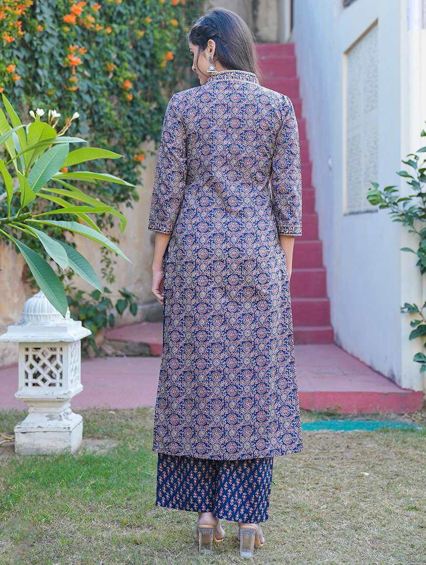 women blue kurta palazzo set with dupatta - 21098902 -  Standard Image - 4
