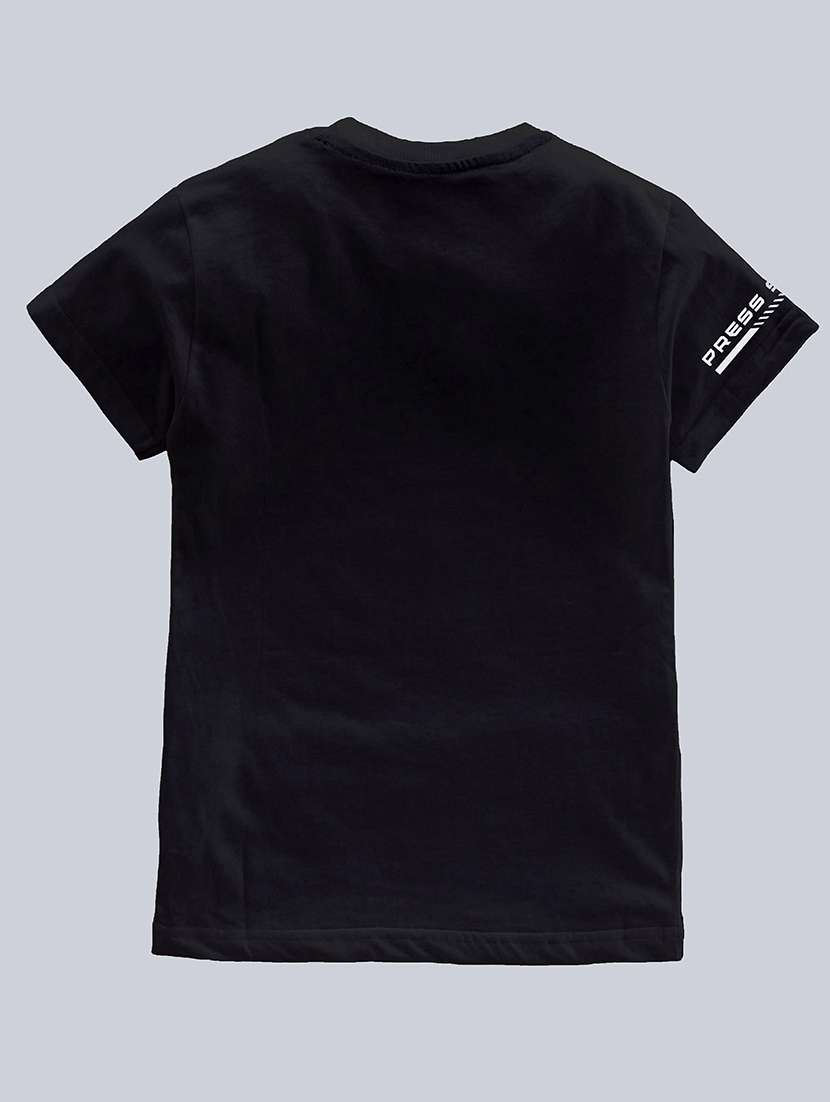 black front printed casual t-shirt - 21098911 -  Standard Image - 1