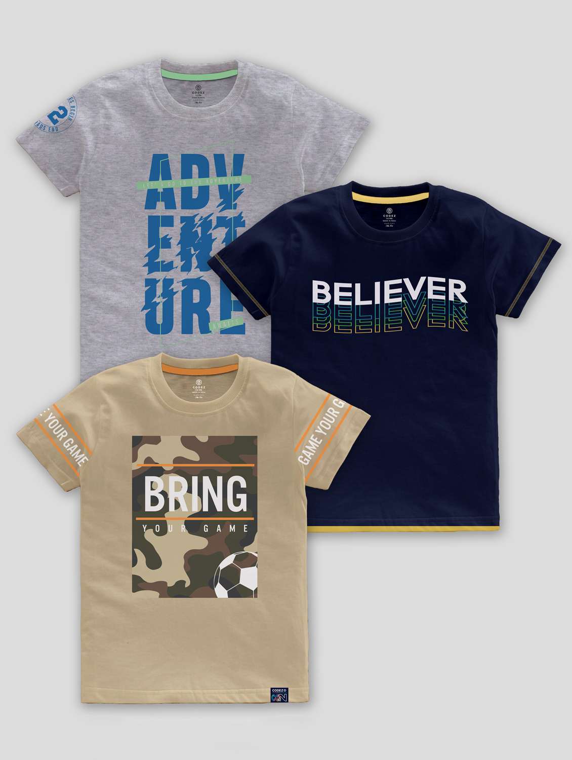 boys pack of 3 round neck t-shirts