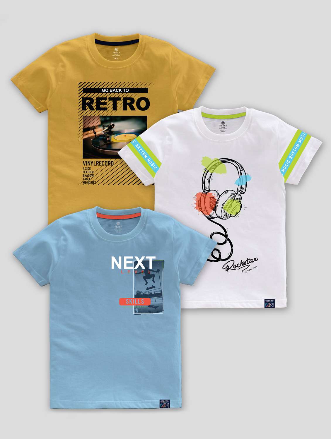 pack of 3 multi colored printed t-shirt
