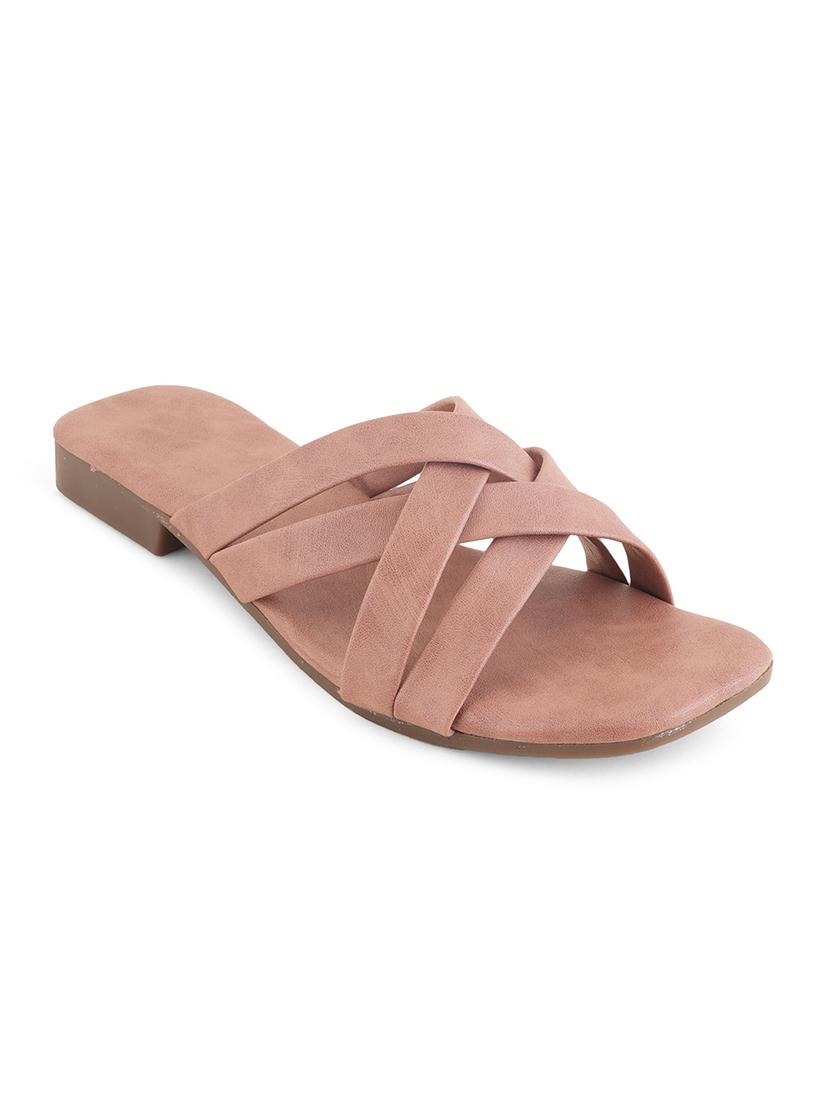 peach synthetic slip on sandals - 21099043 - Standard Image - 1