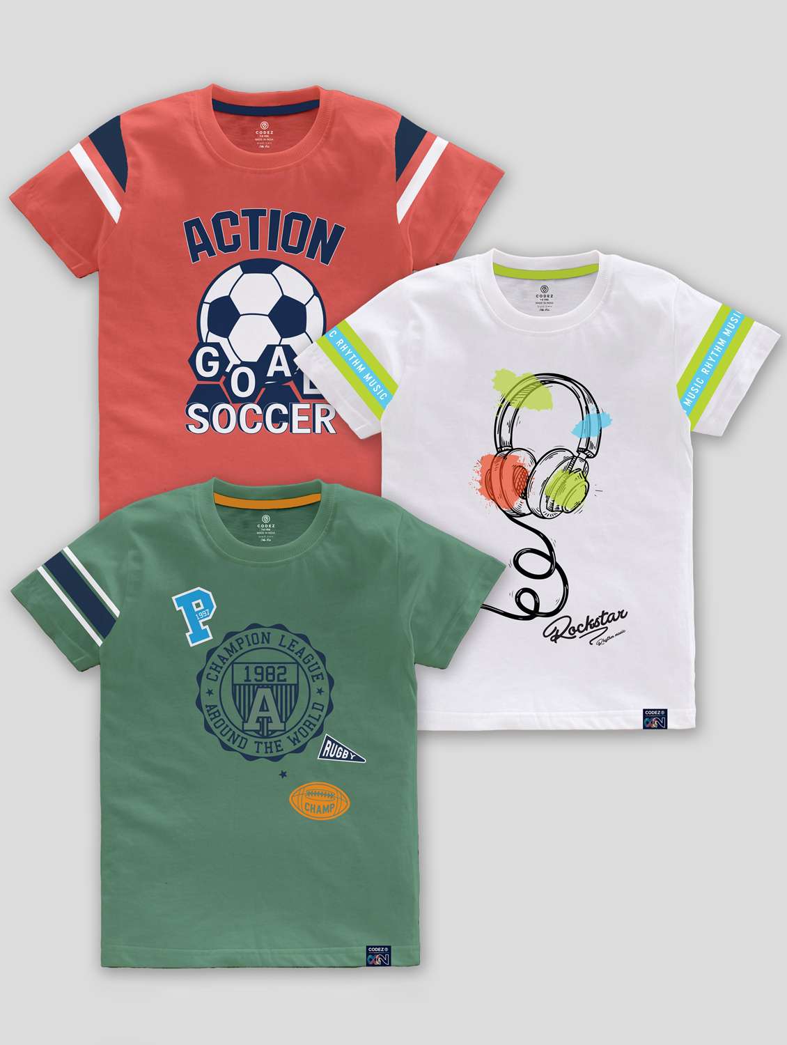 boys pack of 3 round neck t-shirts