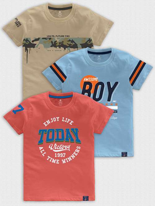 pack of 3 multi colored front print t-shirt - 21099132 -  Standard Image - 0