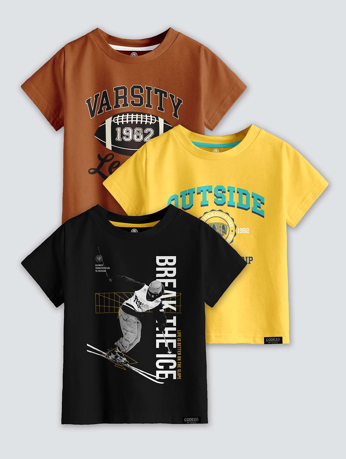 pack of 3 multi colored printed t-shirt