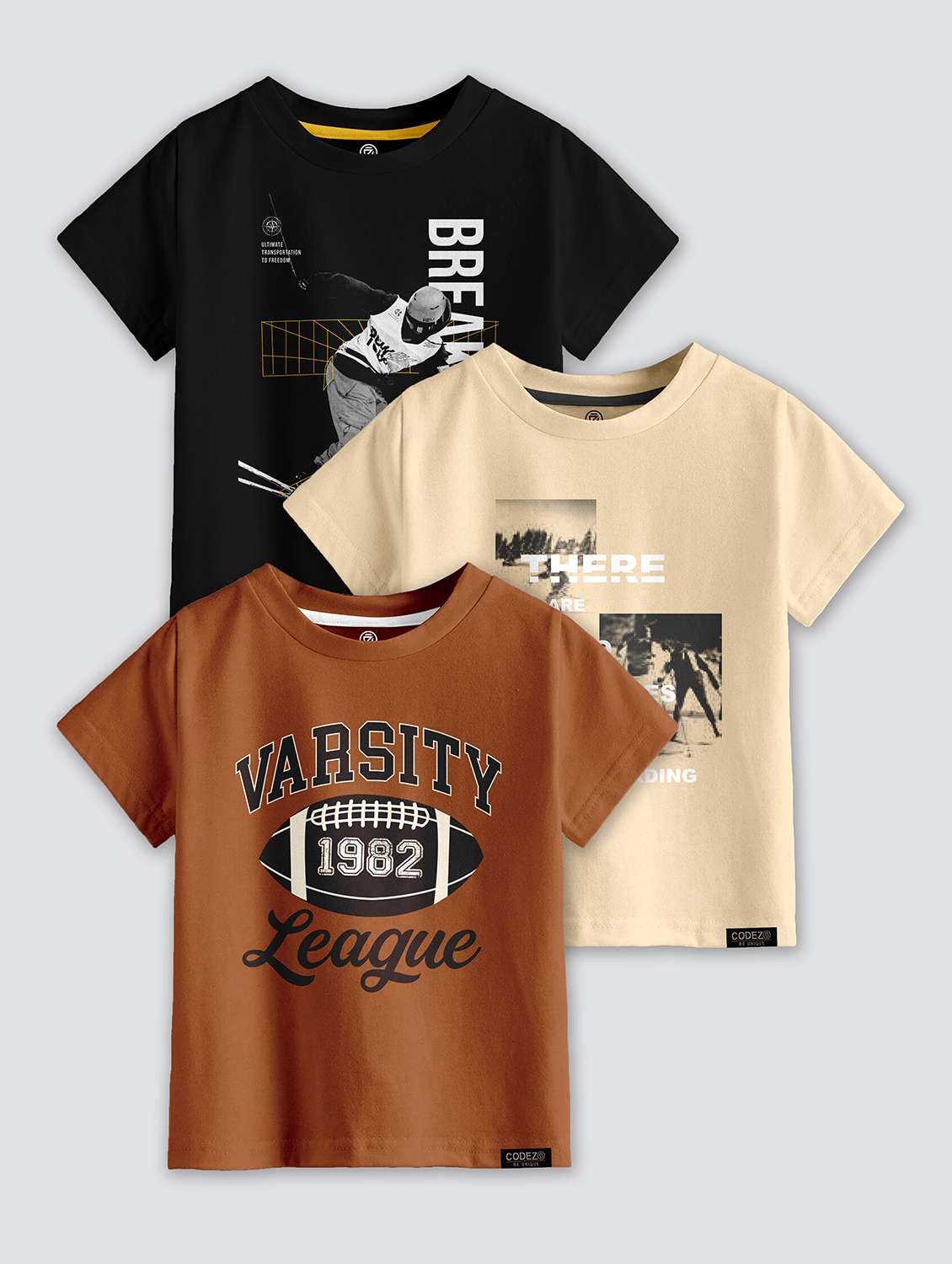 pack of 3 multi colored printed t-shirt