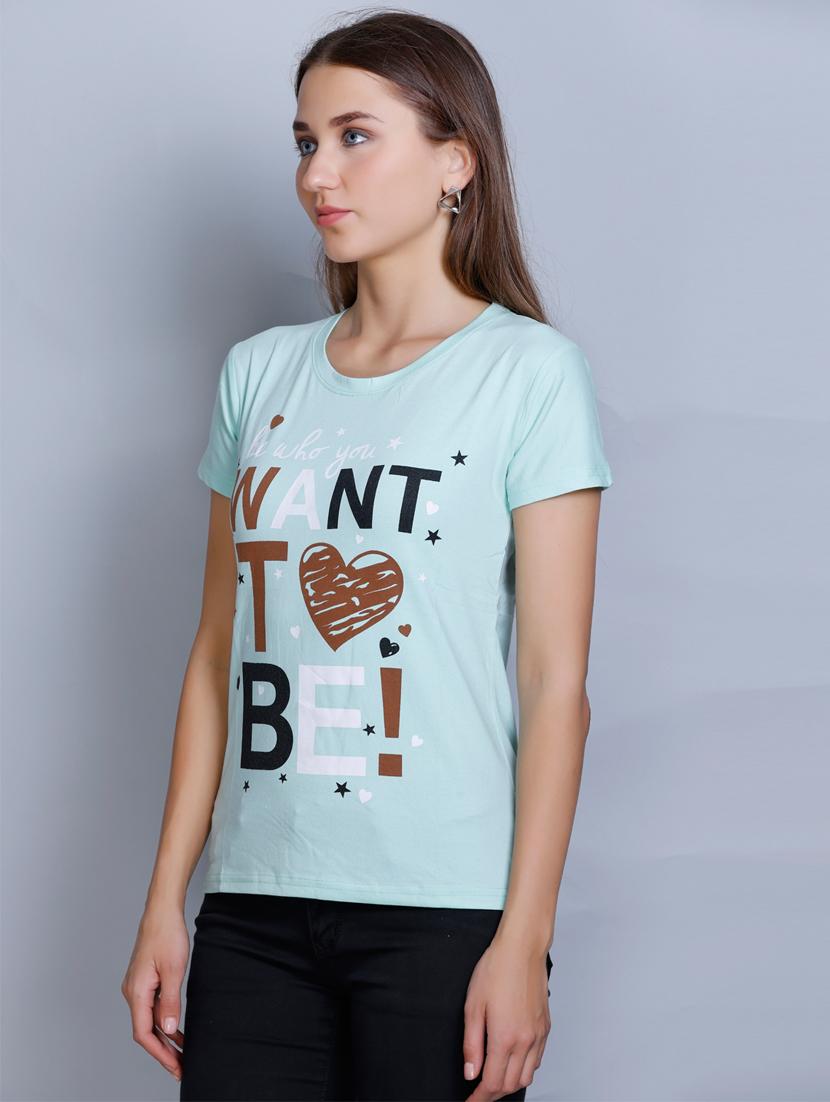 women front print round neck t-shirt - 21099473 - Standard Image - 1