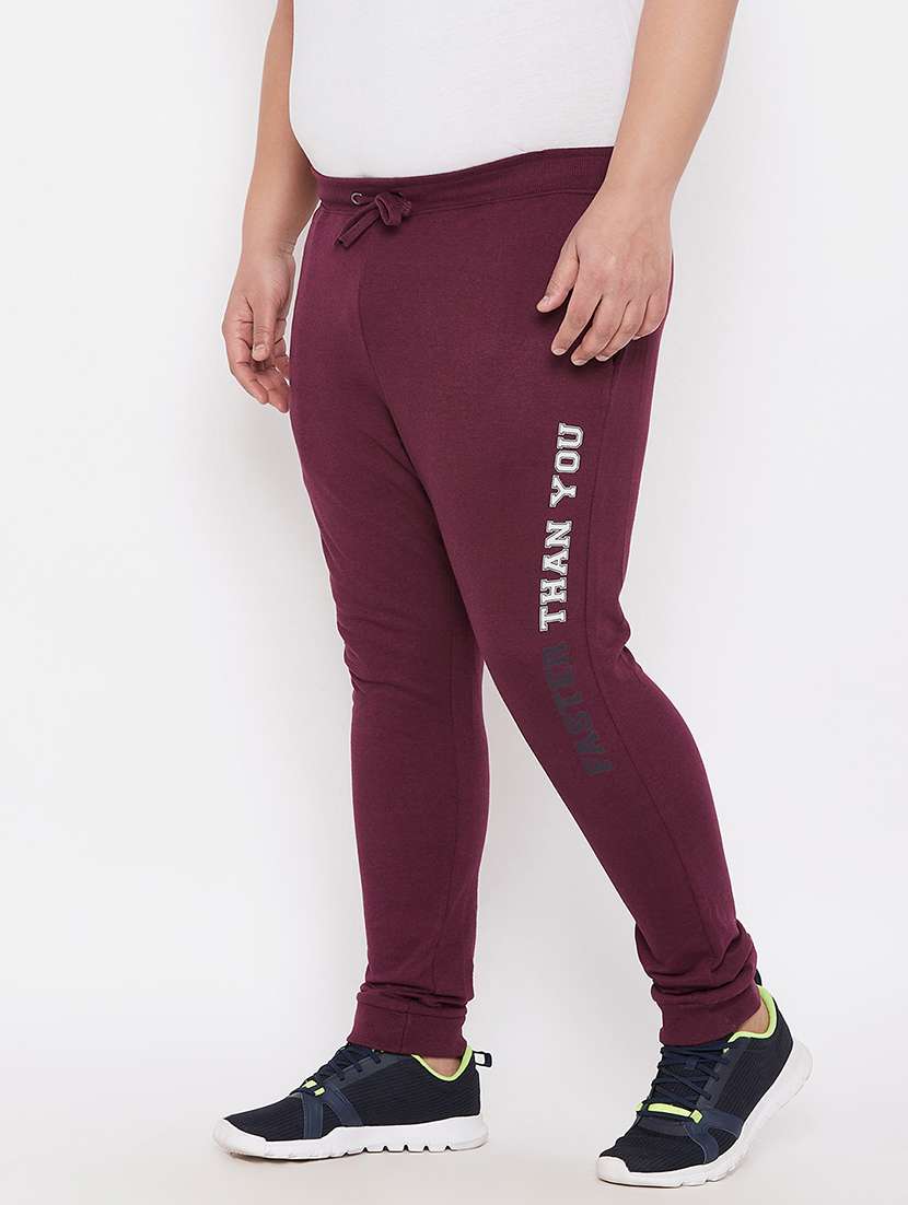 men burgundy placement print mid rise jogger - 21099510 -  Standard Image - 1