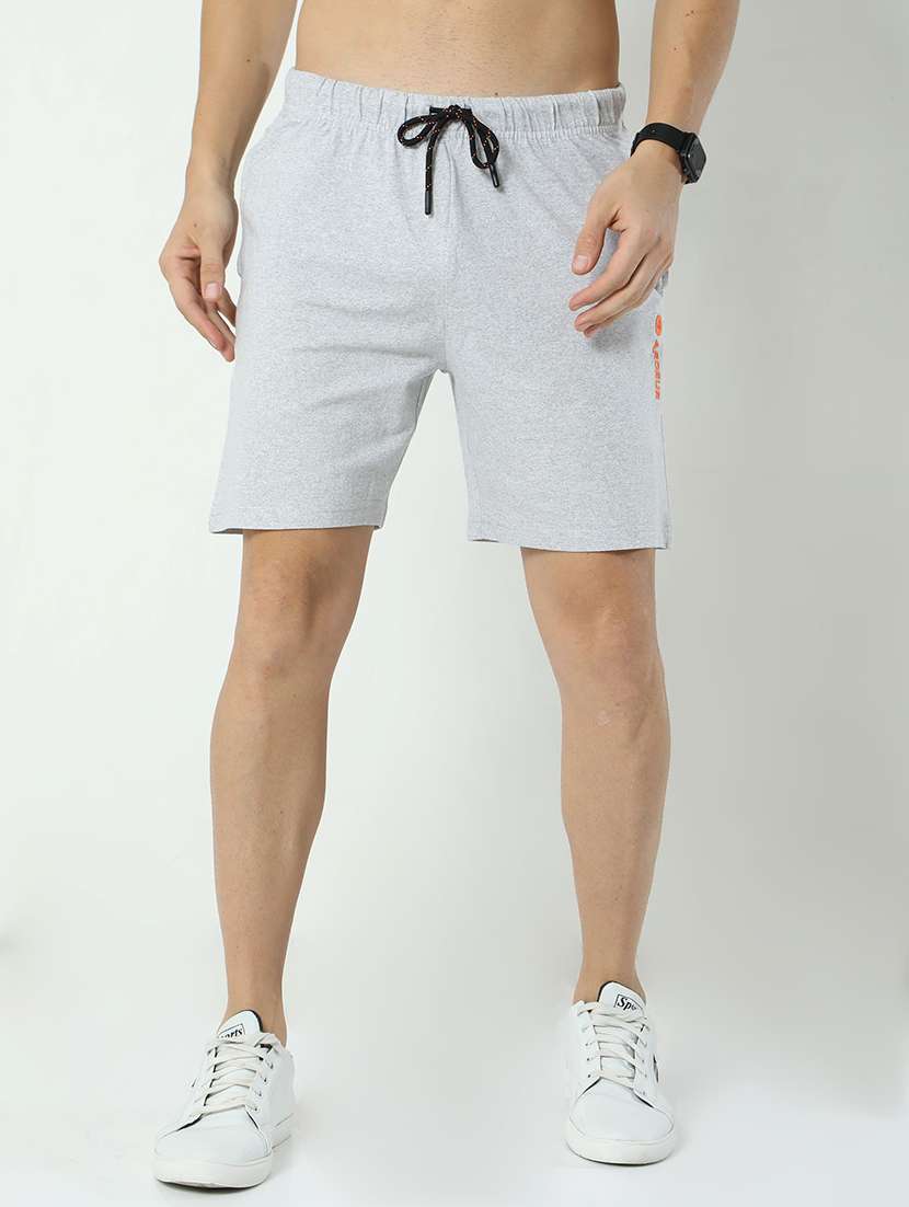 grey melange cotton blend  short