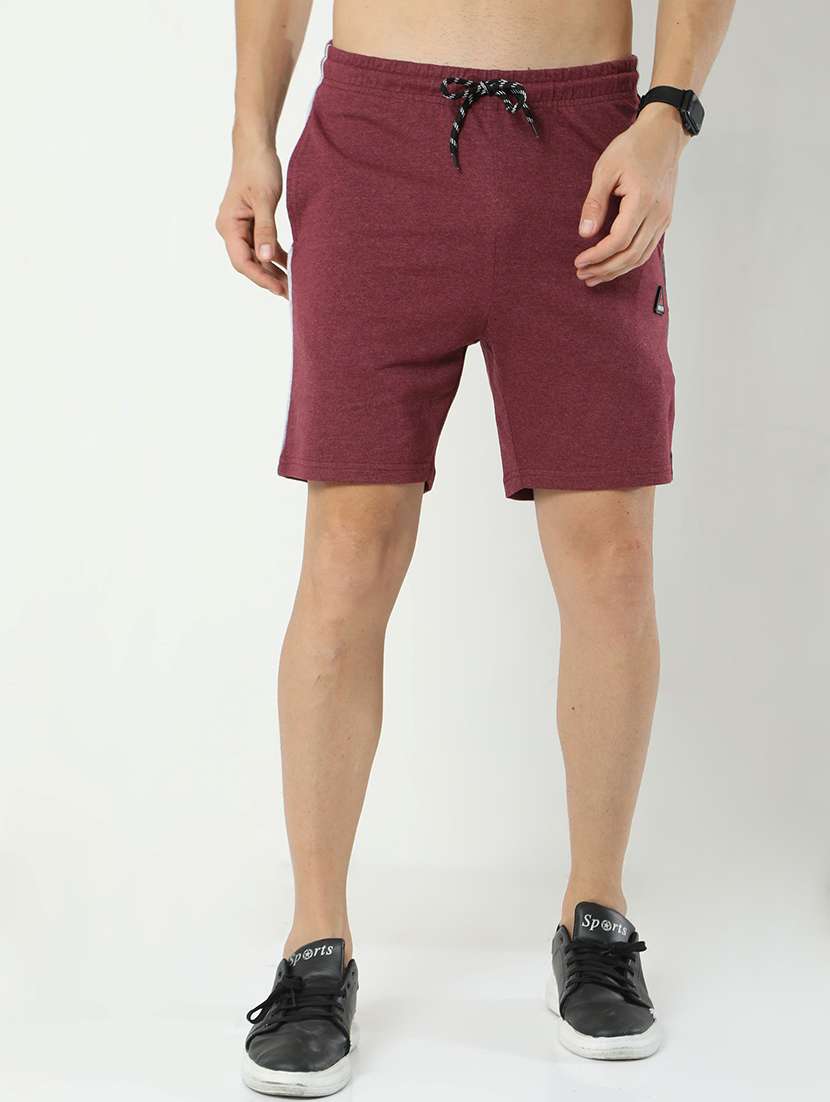 maroon cotton blend  short