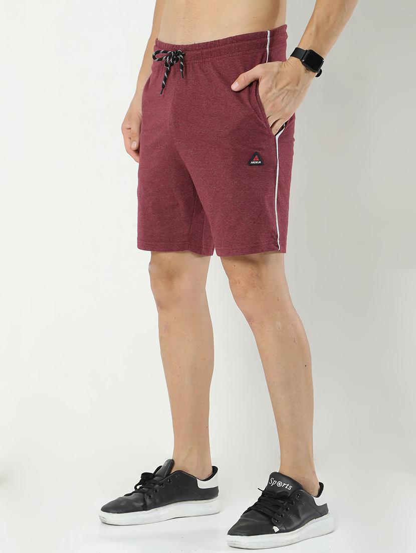 maroon cotton blend short - 21099539 - Standard Image - 1
