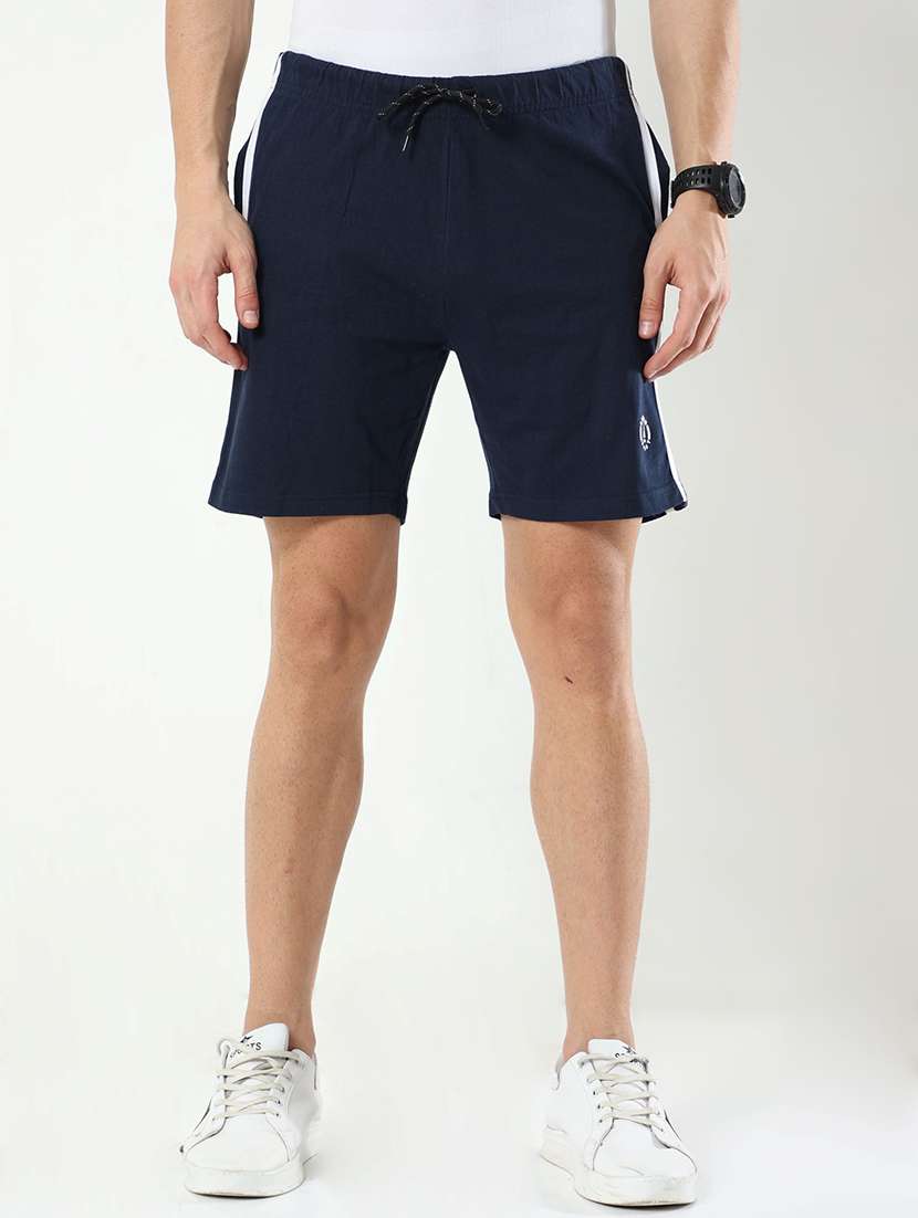 navy blue cotton blend short