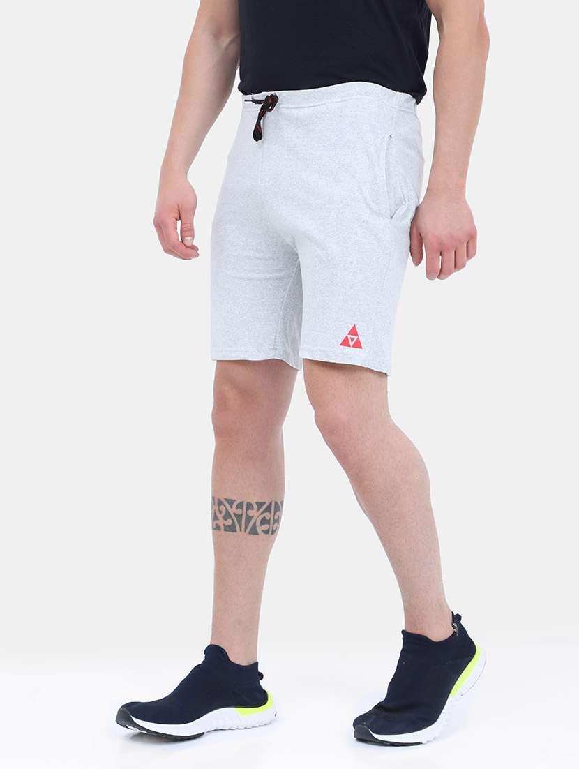 grey melange cotton blend short - 21099567 -  Standard Image - 1