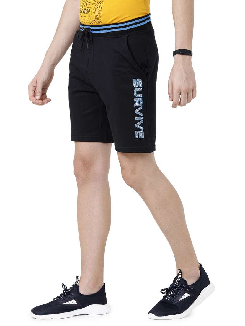 navy blue typographic printed shorts - 21099684 -  Standard Image - 1