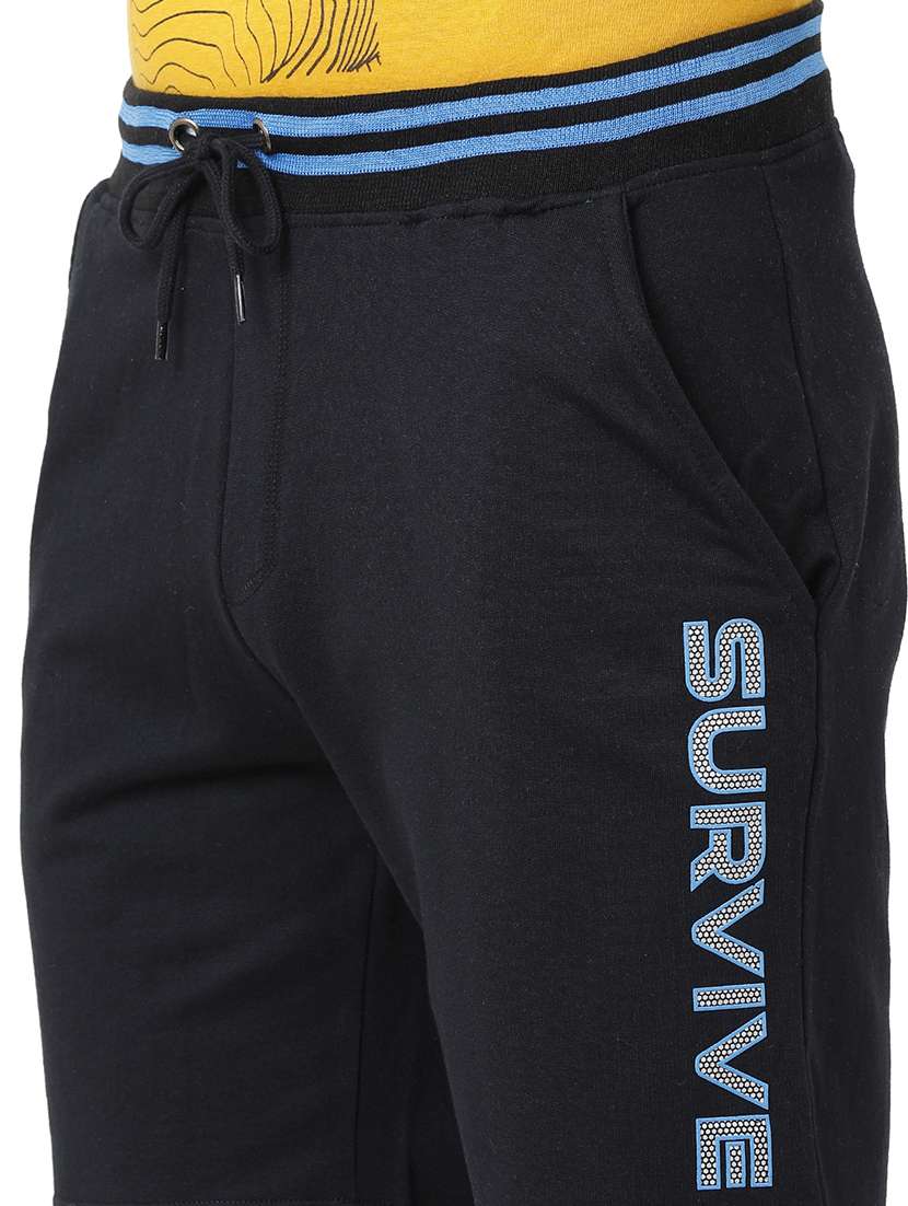 navy blue typographic printed shorts - 21099684 -  Standard Image - 4