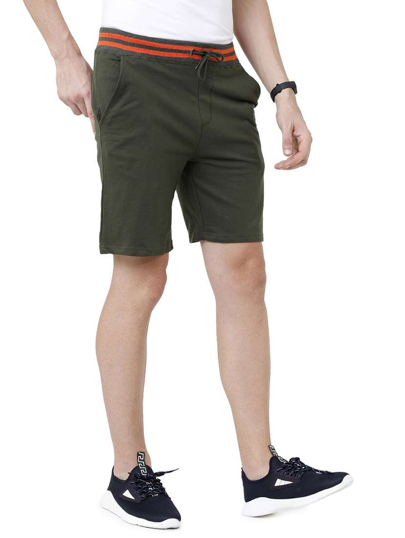 olive green typographic printed shorts - 21099685 -  Standard Image - 1