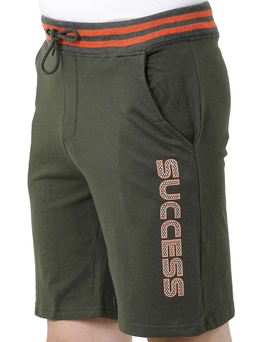 olive green typographic printed shorts - 21099685 -  Standard Image - 4