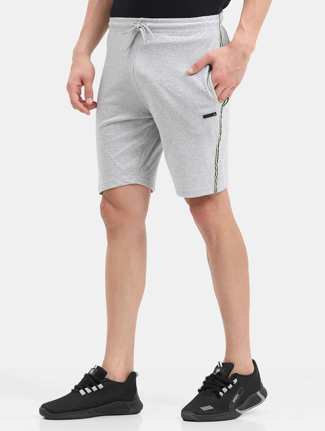grey side taped shorts - 21099693 -  Standard Image - 1