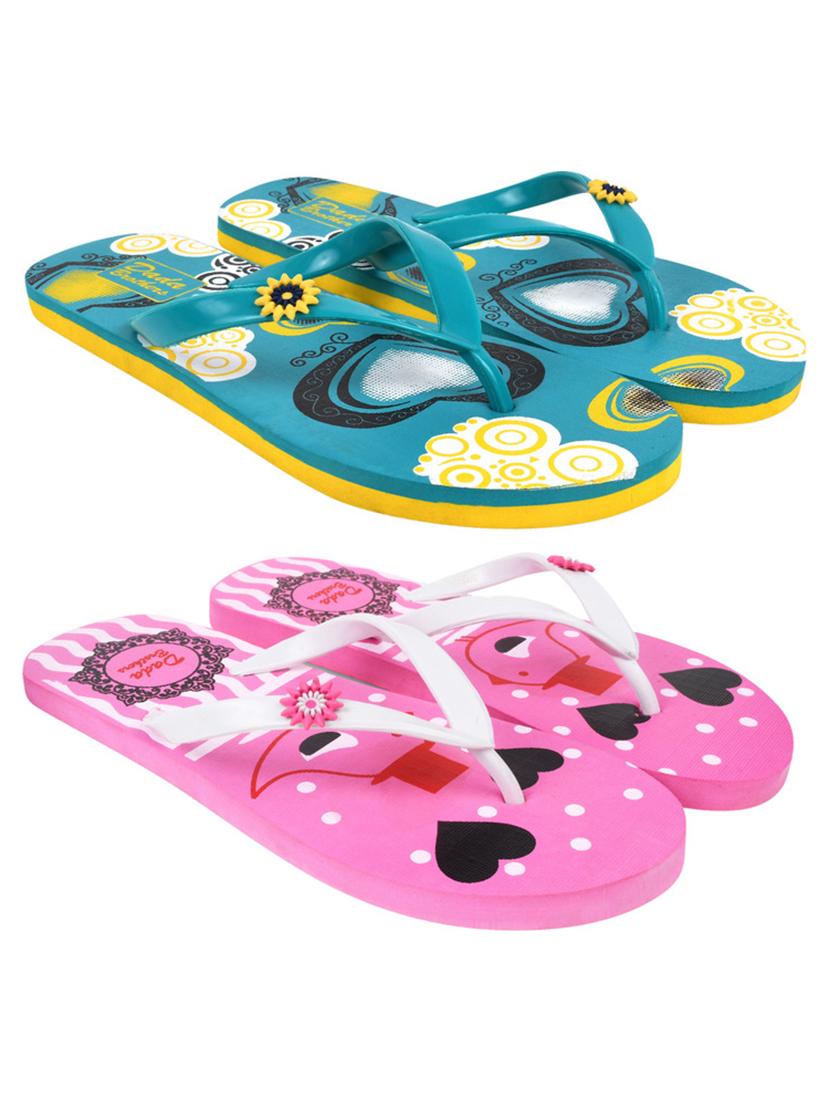 multi colored rubber slippers flip flops - 21099867 -  Zoom Image - 0