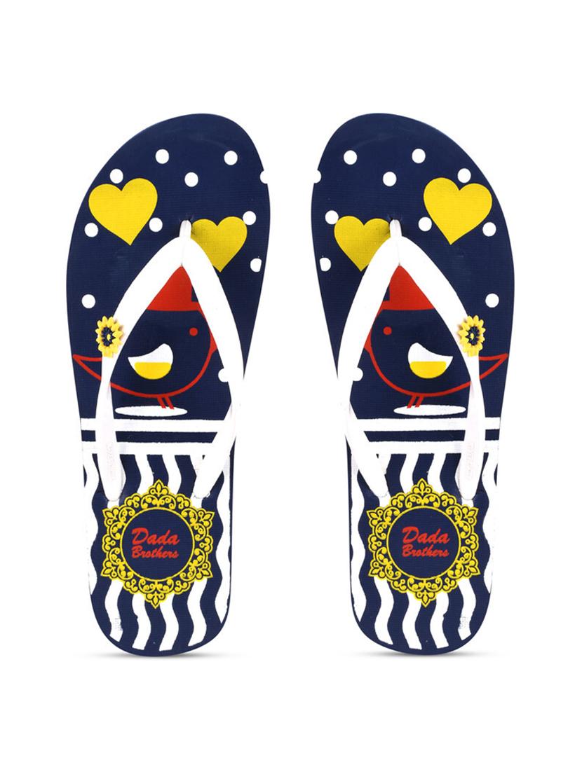 navy blue printed set of 2 slippers flip flop - 21100000 - Standard Image - 1