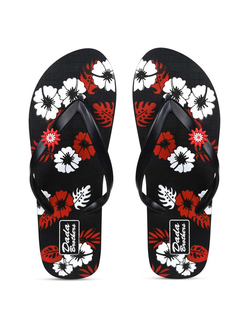 black printed set of 2 slippers flip flop - 21100022 -  Standard Image - 1