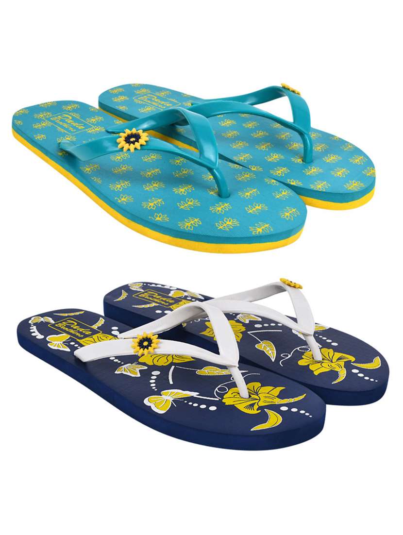multicolored printed set of 2 slippers flip flop