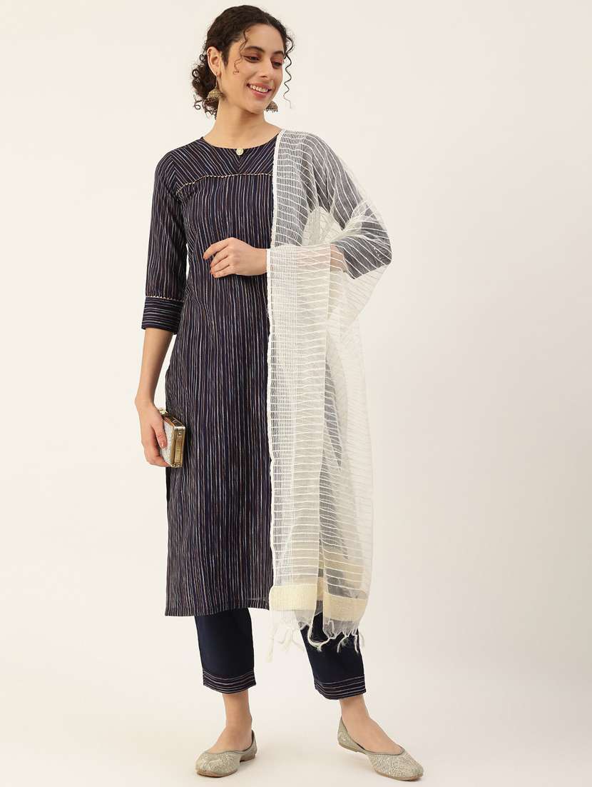 women blue kurta pant set with dupatta - 21100751 -  Standard Image - 1