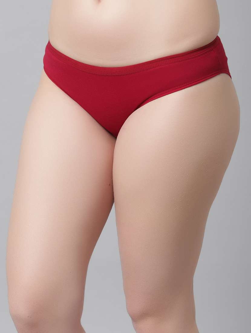 maroon cotton blend hipster panty - 21101422 - Standard Image - 1