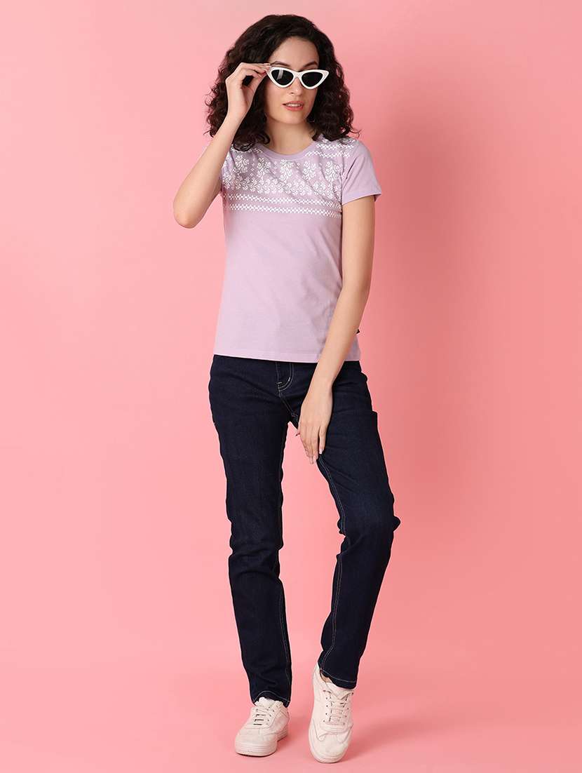women purple printed regular t-shirt - 21101677 -  Standard Image - 4