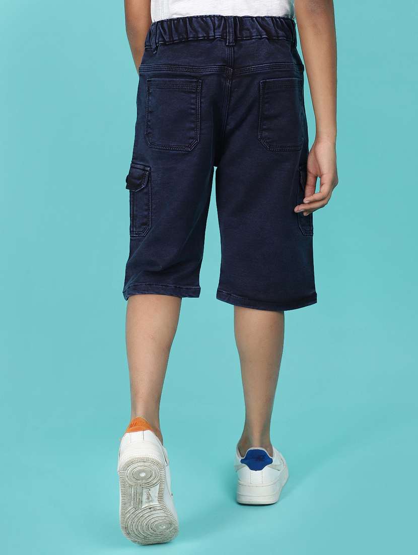 boy solid mid rise three-fourth cargo - 21101714 -  Standard Image - 1