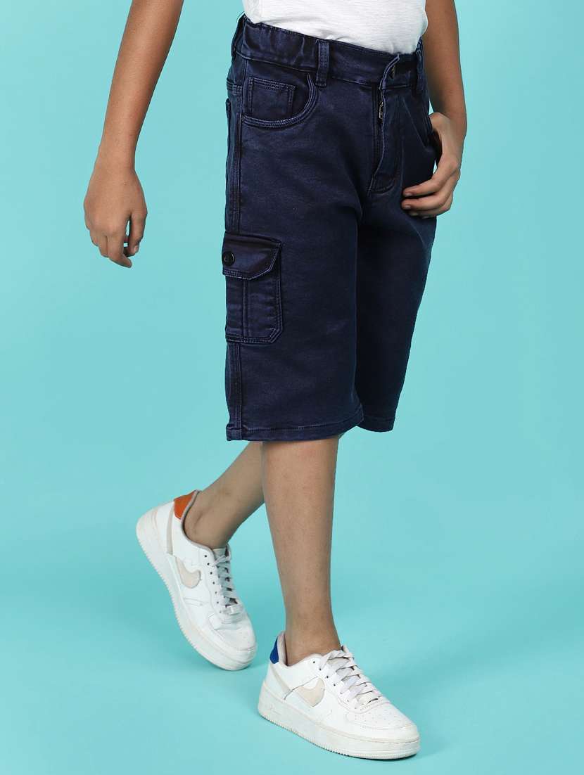 boy solid mid rise three-fourth cargo - 21101714 -  Standard Image - 4