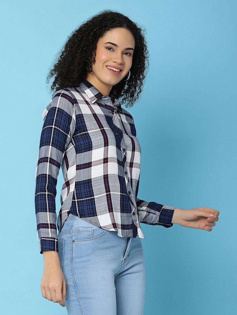 women checkered cotton shirt - 21101760 - Standard Image - 1