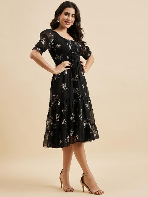 women black floral printed dress - 21102127 - Standard Image - 0