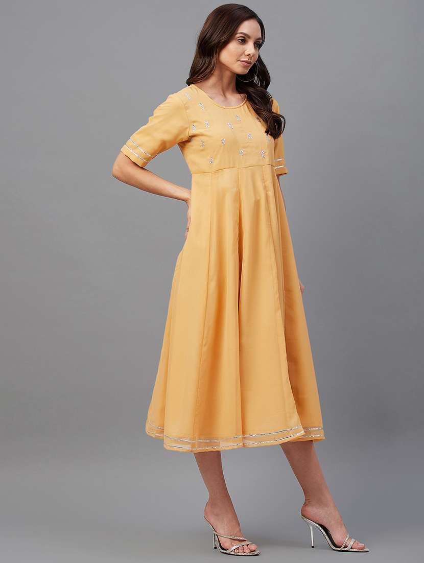 women yellow sequins detailed dress - 21102128 -  Standard Image - 1