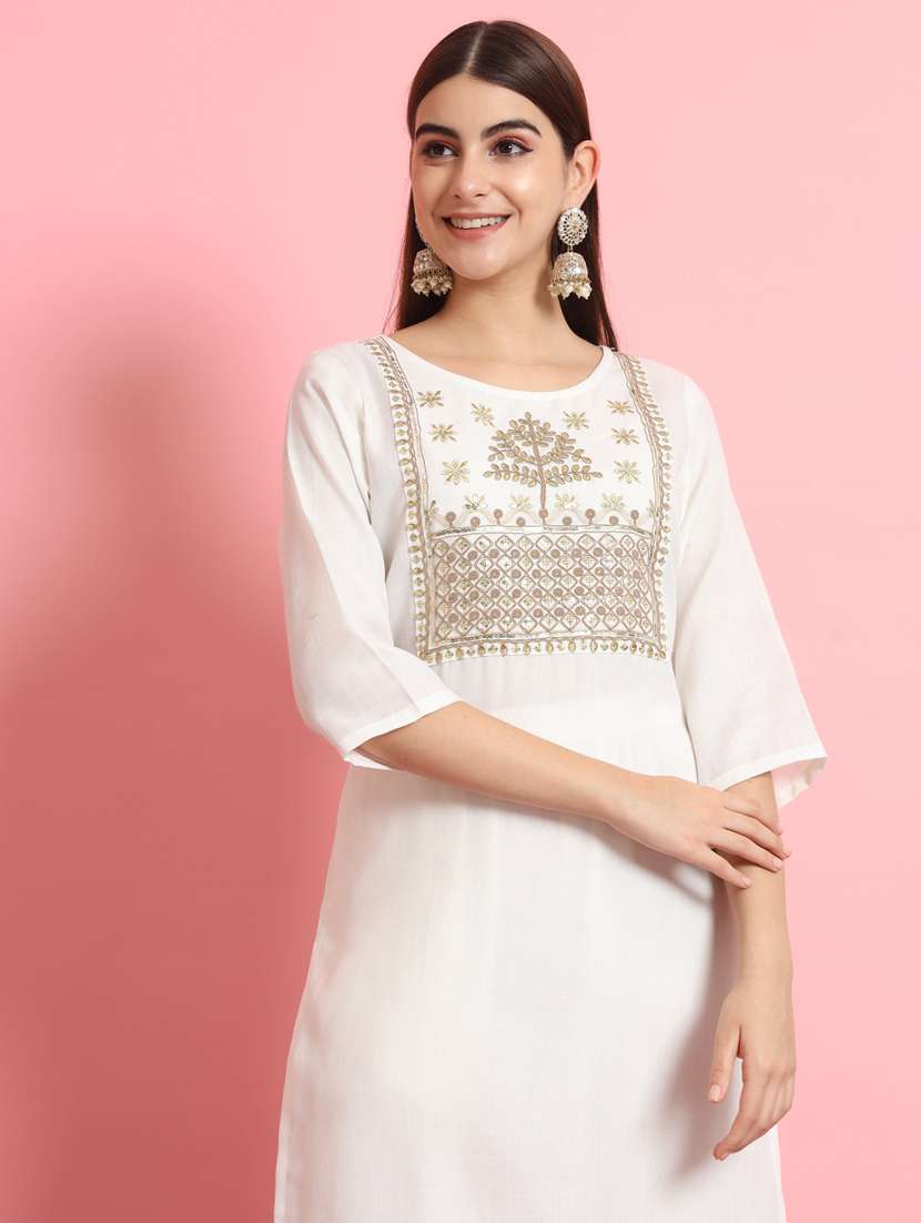 women three quarter sleeve kurta pant with dupatta set - 21102151 - Standard Image - 4