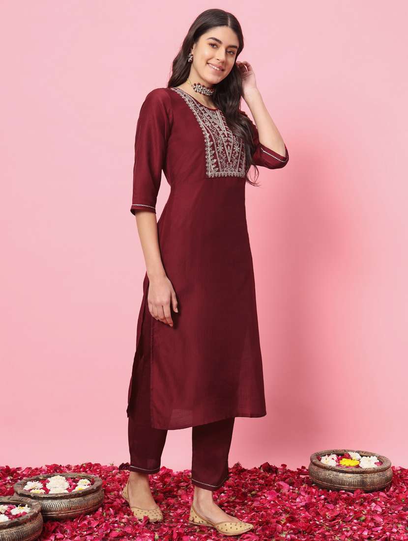 women embroidered kurta bottom with dupatta suit set - 21102187 -  Standard Image - 1