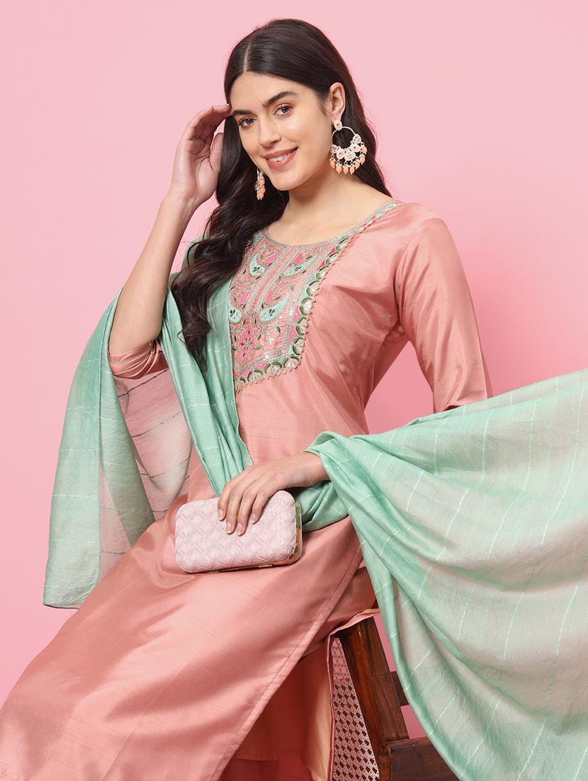 women embroidered kurta bottom with dupatta suit set - 21102207 - Standard Image - 4