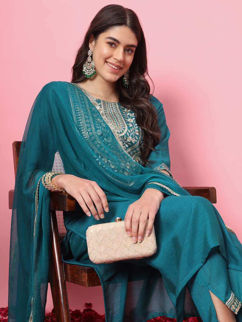 women embroidered kurta bottom with dupatta suit set - 21102210 -  Standard Image - 4