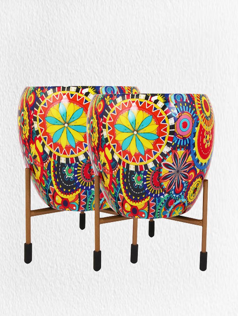 pack of 2 multi colored home decor pot - 21102219 -  Zoom Image - 0