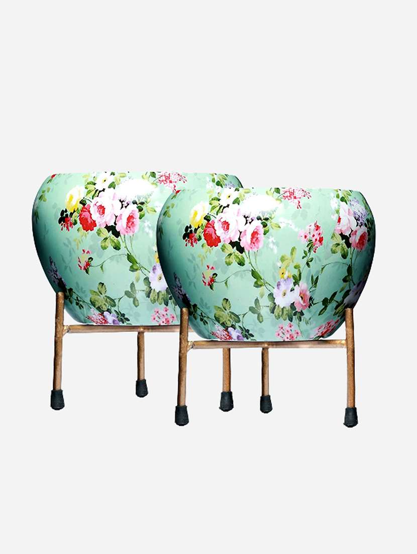 pack of 2 floral printed home decor pot - 21102222 - Zoom Image - 0