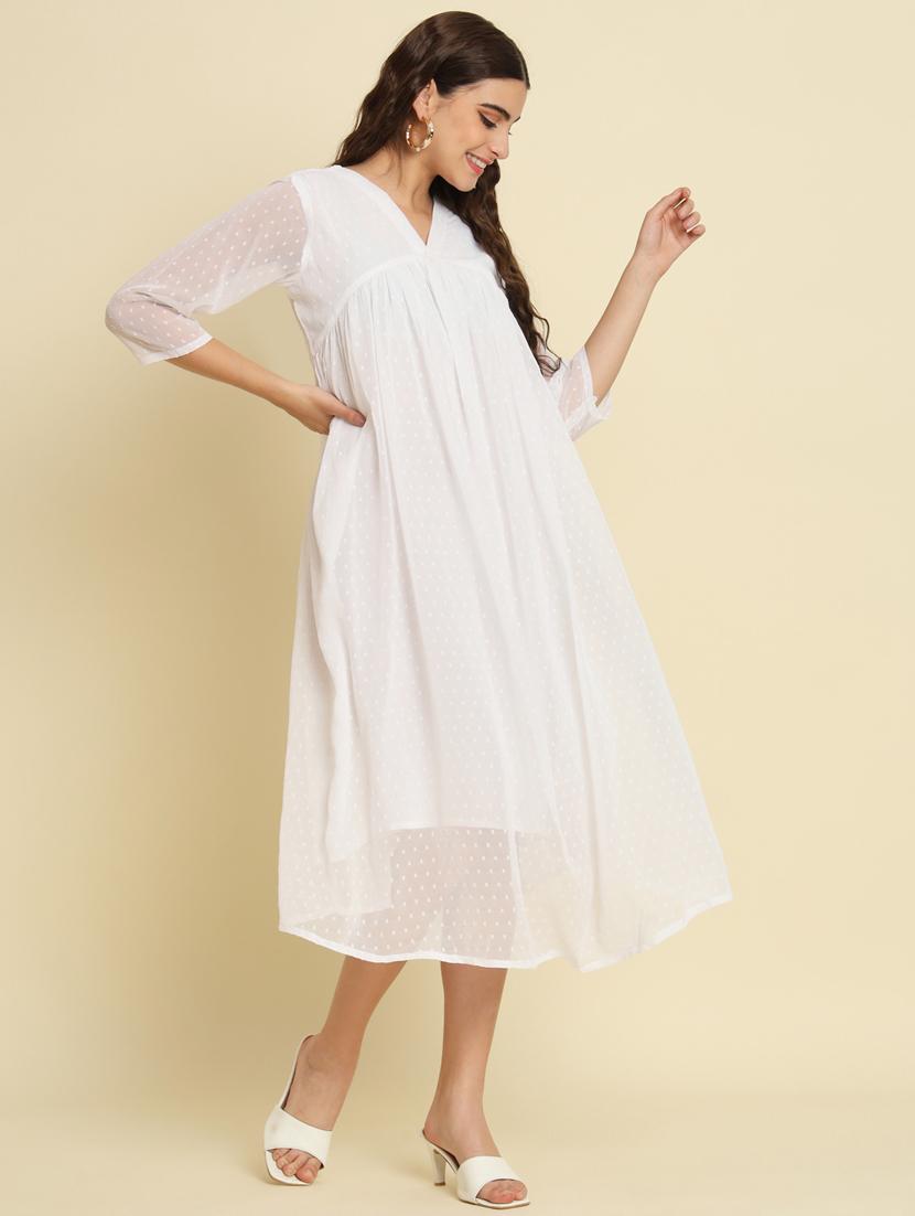women white self design detailed dress - 21102299 -  Standard Image - 1
