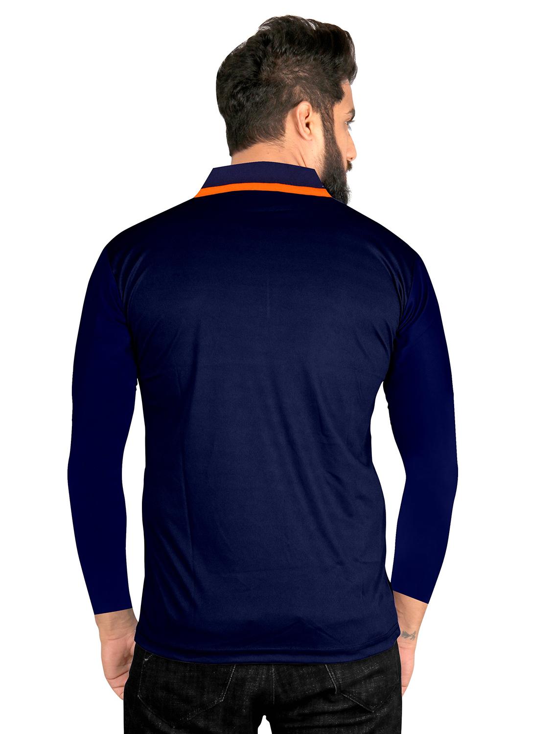 men navy blue front printed polo t-shirt - 21102310 - Standard Image - 1
