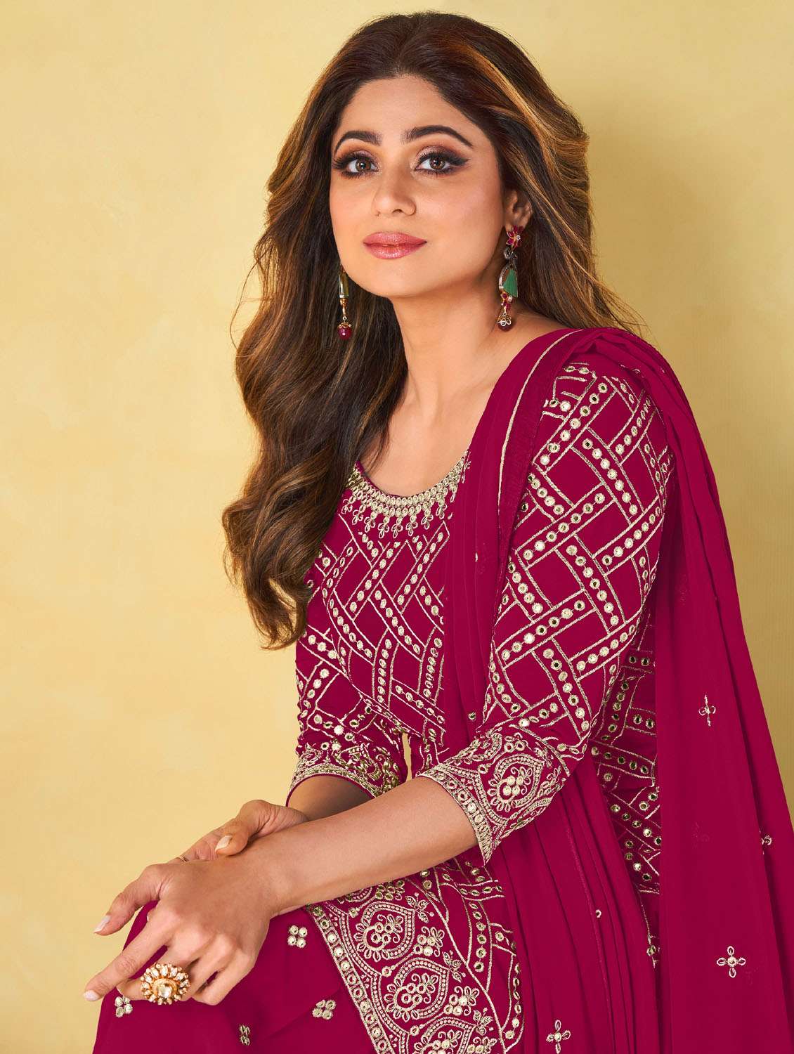 pink angrakha semi-stitched suit - 21102480 - Standard Image - 1