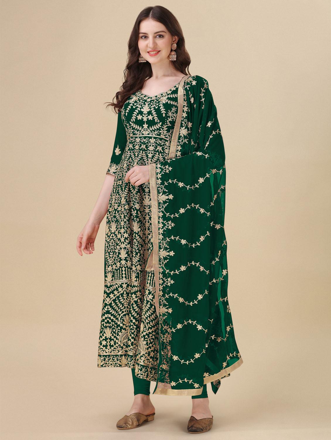 green angrakha semi-stitched suit - 21102493 - Standard Image - 1