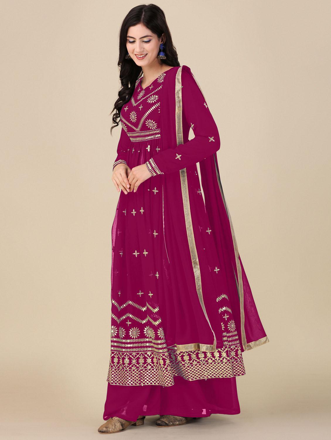 pink angrakha semi-stitched suit - 21102506 - Standard Image - 1
