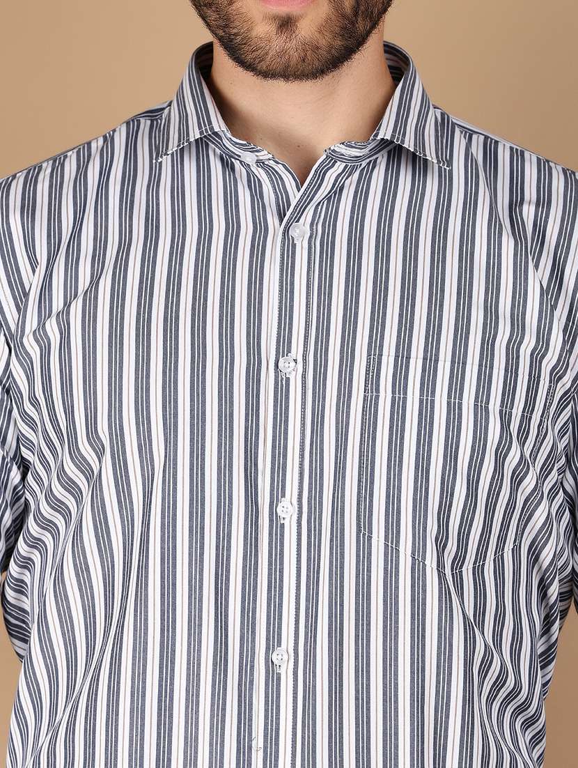 men long sleeved striped formal shirt - 21102688 -  Standard Image - 4
