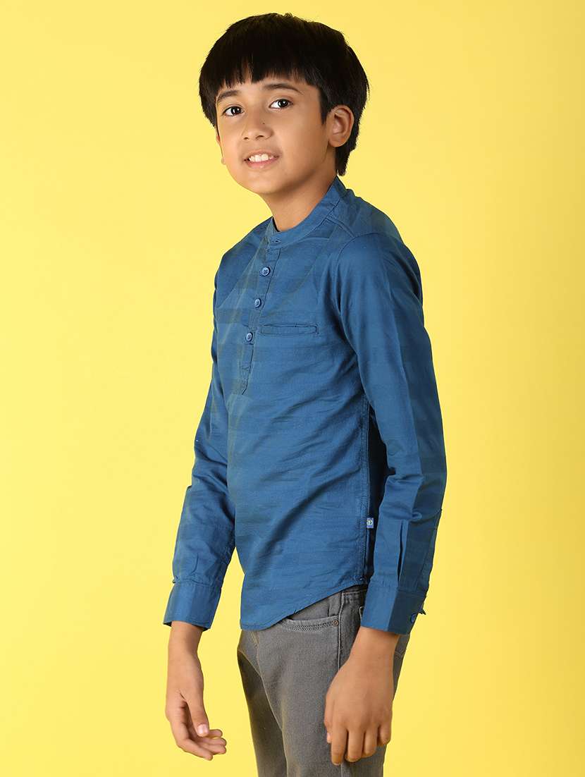 boy solid mandrain neck shirt - 21102692 -  Standard Image - 1