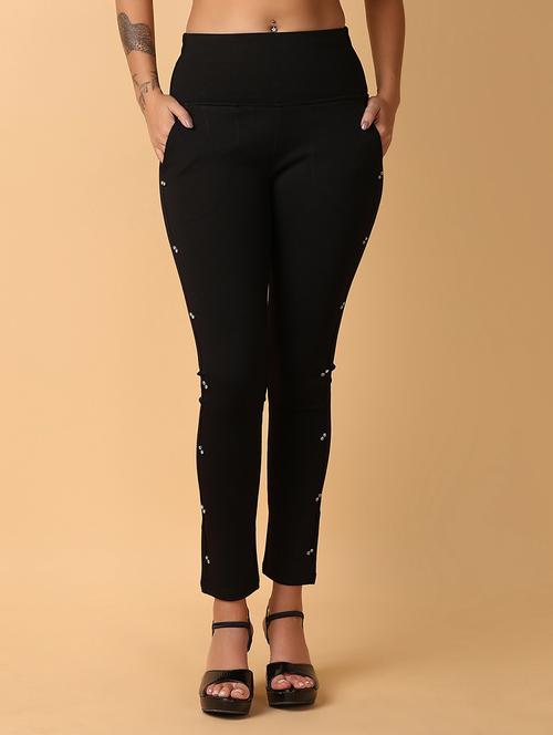 women black cotton jeggings - 21102693 - Standard Image - 0