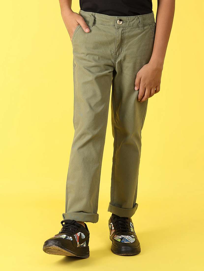 women olive cotton casual chinos