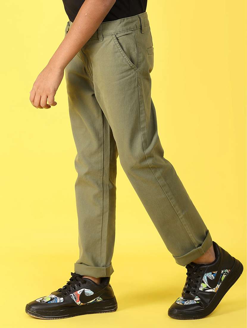 women olive cotton casual chinos - 21102838 -  Standard Image - 1